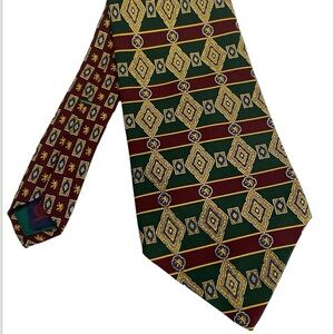 Tommy Hilfiger Double Pattern Wide Print Silk Necktie 57”